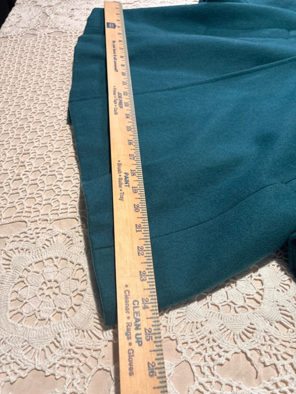 Women’s S Teal Mid-Length Pea Coat Bow Accent Double-Breasted Collared Long slv - Picture 6 of 14